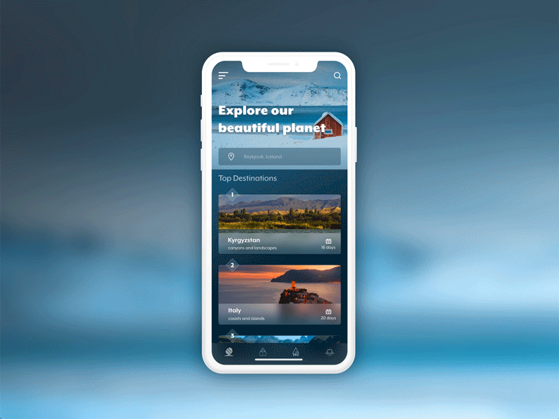 Mobile travel app - animation adobexd animation app experience design interaction mobile travel xddailychallenge