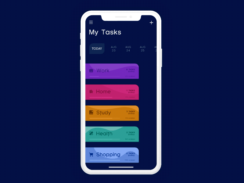 todo list concept adobexd animation design autoanimate blue checklist dark app design habits mobile ui task list todo ui ux violet xd xddailychallenge