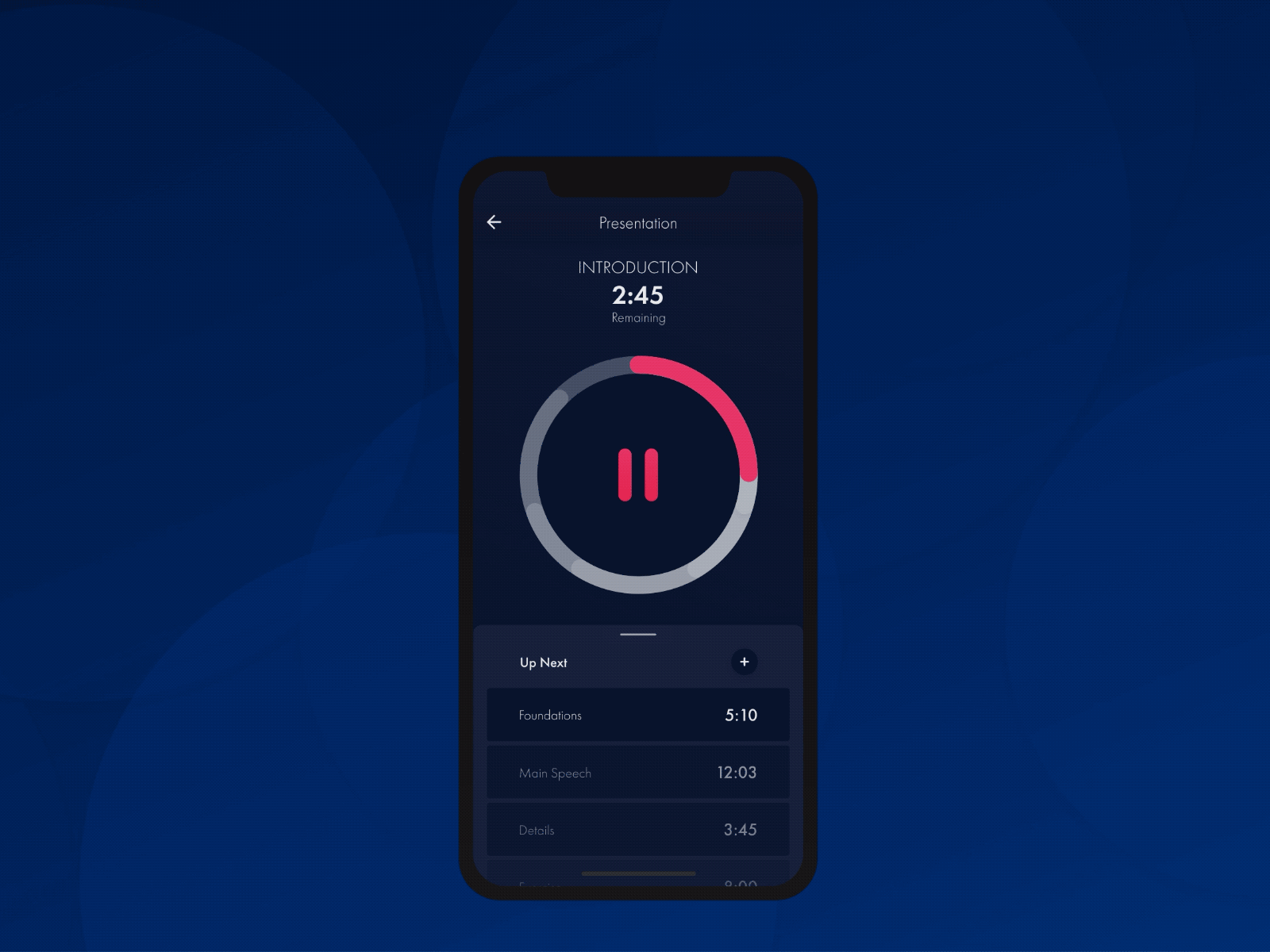 Timer Ui concept - Interactions adobexd animation blue concept dark darkmode experiencedesign interaction microanimation mobile smartphone timer ui user experience user interface ux xd xddailychallenge