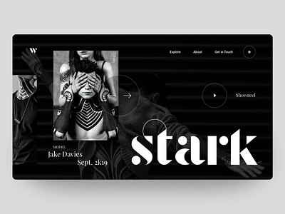 Stark black white grid home ui web design website