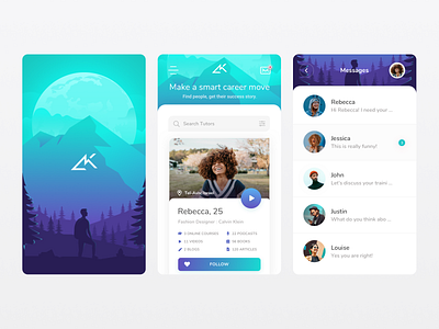 Mentor Finder app branding illustration learning mobile social media ui ux