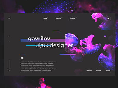 Design concept made with InVision Studio concept dark hero invision jellyfish studio ui underwater ux website