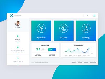 Energy Trading Company alternative energy app chart dashboard desktop energy graph icons ui ux web