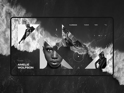 Florence black white fashion grid sea triangle ui webdesign