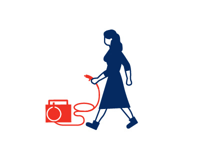 girl blue character girl isotype red tool woman