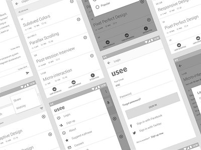 USEE Useful English Library app concept library material design mobile ui ux wireframe