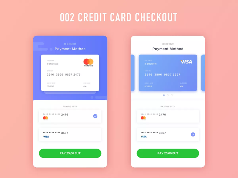 credit card checkout by Shou on Dribbble