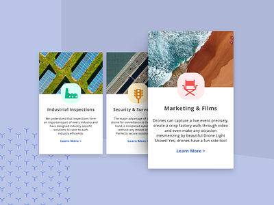 Service Areas Cards - Drone Services Website blue branding color design drone homepage illustration photography surveillance typography ui ux vector visual website