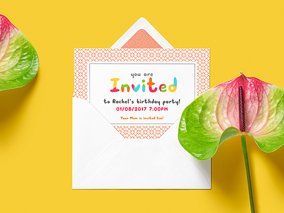 Coloured Vector Font for Invites bublont flowers font fontself graphic invite mock print red typeface typography vector