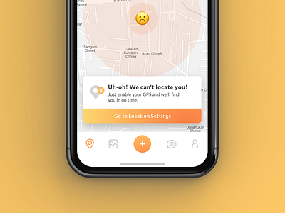Error Message - Map app branding design interaction design mobile mobile app orange social app ui ux vector web website yellow