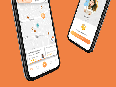 Homescreen & Welcome message app character design emoji hyperlocal icon illustration interaction design map mobile social typography ui ux vector website