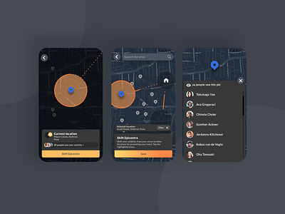 Dark Map Screens Social Network App