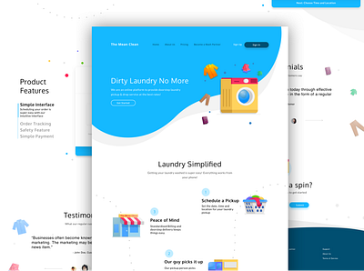 Homepage - Laundry App Website app branding bright design flat graphic homepage icon illustration laundry mobile static page typography ui ux vector web website