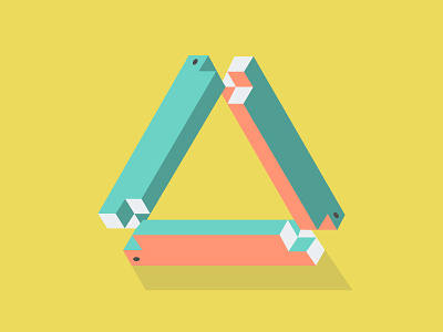 Tribar (Penrose Triangle) 3-d flat geometry illustration shapes toys triangle vector