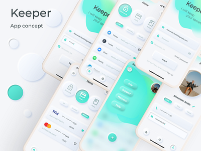 Keeper - App concept app design glassmorphism neomorphism ui ux