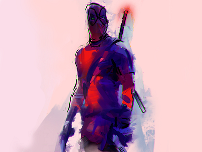 Portrait Deadpool Gavin Norris character deadpool gun illustration marvel painting person suit sword