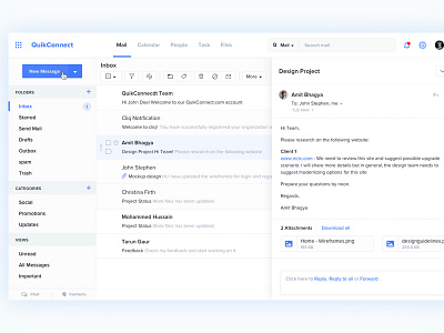 Inbox - Web Application chat. dashboard email gmail revamp inbox mail application minimal web mail