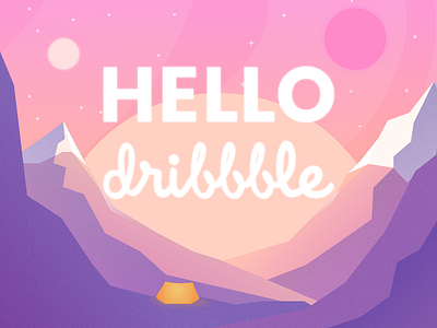 Well hello, Dribbble! camping debut illustration landscape mountains sci fi tent