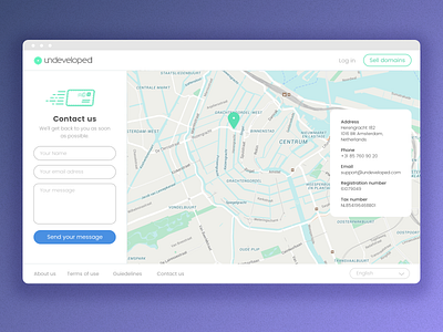 Contact Us page contact details contact page domain map snazzy maps ui undeveloped web