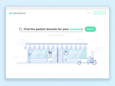 Hero screen domains hero home page illustration search ui undeveloped web