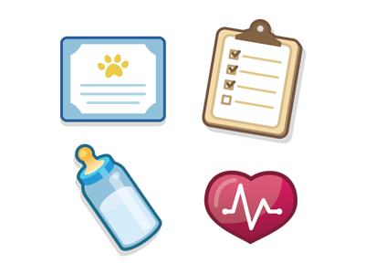 Miscalleny Icons bottle certificate clipboard heart monitor icon