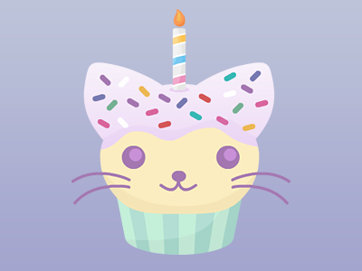 Cat Cupcake birthday candle cat cupcake sprinkles