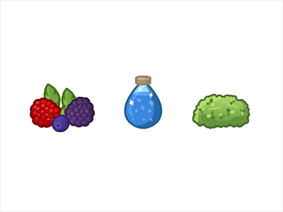 More icons berry icons illustration moss potion water wild