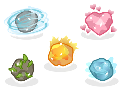 Elemental Motes earth elements fire heart icons motes water wind