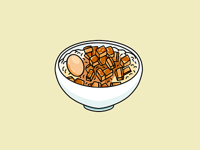 Taiwanese Braised Porkbelly Rice food illustration procreate
