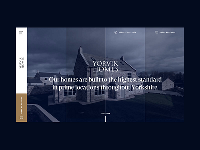 Property Developer Homepage Concept blue contact gold home navigation news side side menu website
