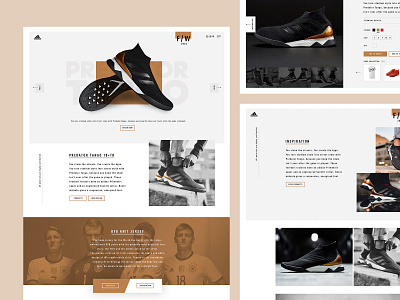 Website Concept about black and white boots button carousel football gold homepage menu navigation page photography product page sneakers soccer team trainers typography ui ux