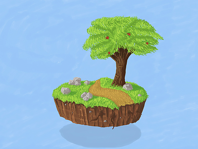 Floating Piece Of Land floating grass ground land stones tree