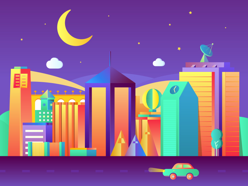 Good night in the city by Daofu on Dribbble