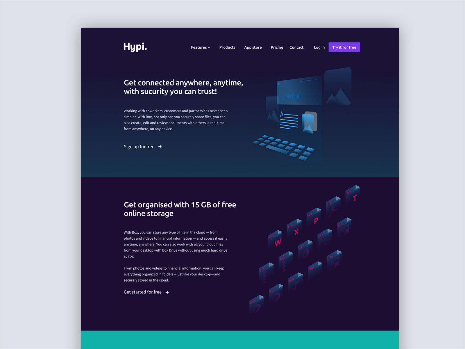 Hypi's product page by Damion Robinson on Dribbble
