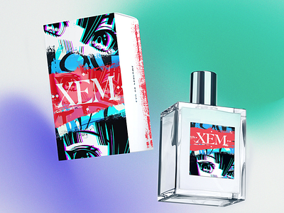 XEM - Unisex Fragrance bold branding brush fragrance gender neutral graphic design illustration manga packaging unisex vector