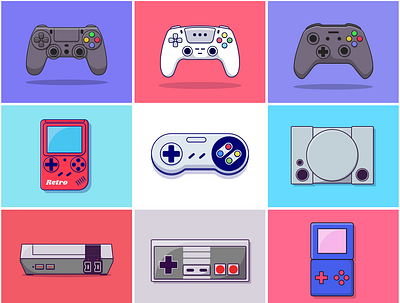 Console Game Cartoon Icon cartoon console cute flat game graphic design icon icons illustration joystick logo retro vector