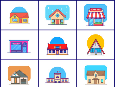 Building Illustration building building illustration cartoon flat flat design house icon illustration school storefront