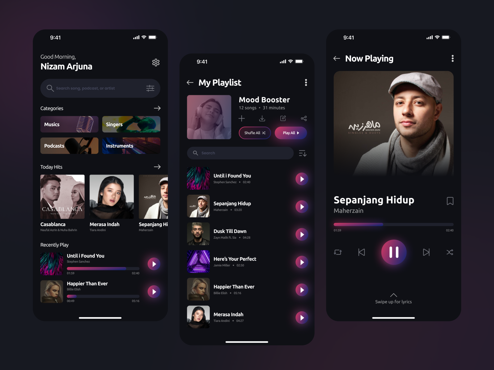 Music Listener App by Nizam Arjuna on Dribbble