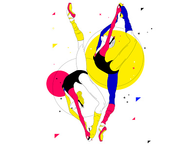 Mondrian Dance! ballet colors dance girls illustrations mondrian