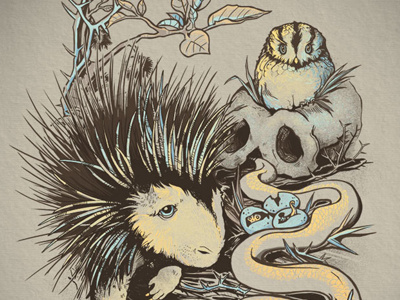 Haunter of the Waterless art bird drawing illustration ink owl shirt snake t shirt tee threadless
