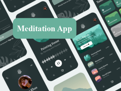 Meditation iOS App UI Kit app design ios ios16 kit mockplus prototype template ui ux