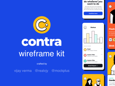 Contra: A Free Starter Wireframe Kit app appdesign design freebie kit mobile mobiledesign mockplus productdesign prototype prototyping template ui ux web