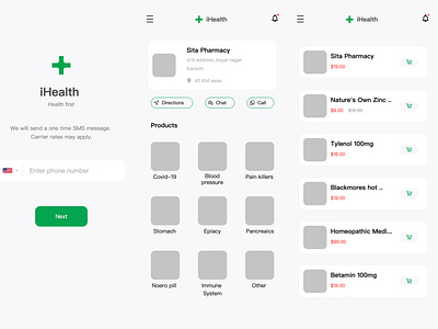 iHealth: A Free Health & Pharmacy App UI Kit