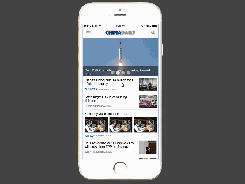 China Daily app design designer interaction mobile mockplus prototype prototyping ui ux