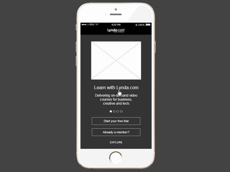 Lynda.Com app design designer interaction mobile mockplus prototype prototyping ui ux