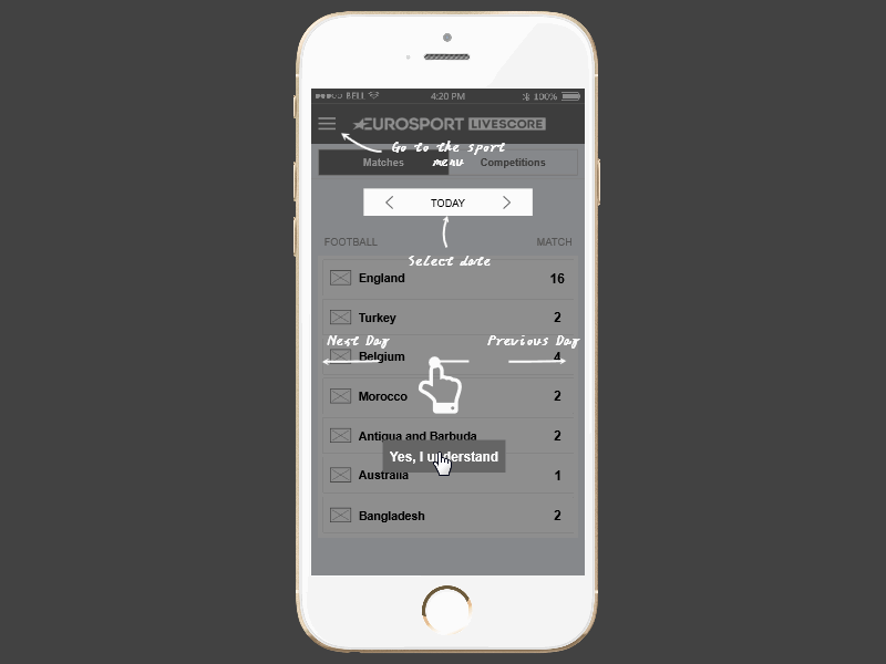 Live Score app design designer interaction mobile mockplus prototype prototyping ui ux