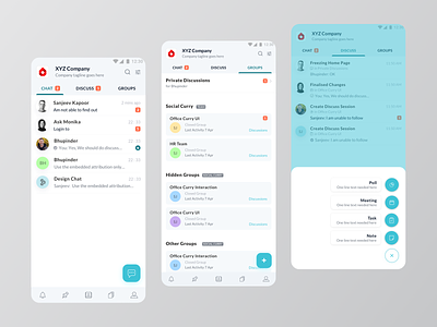 Office Collaboration App UI app application chat discussion layout minimal ui ui ux