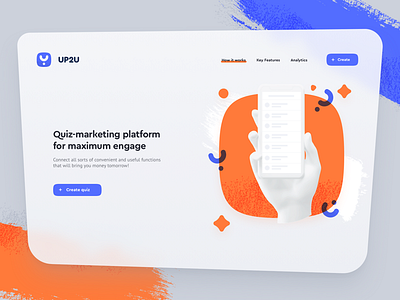 UP2U Landing page blue concept gray landing main orange page startup ui web