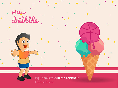 Dribble First Short1 hello dribbble illustration thanks