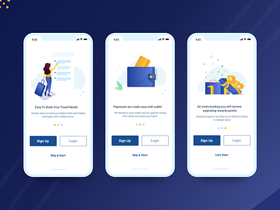 On-boarding Screens illustrations onboarding travel app